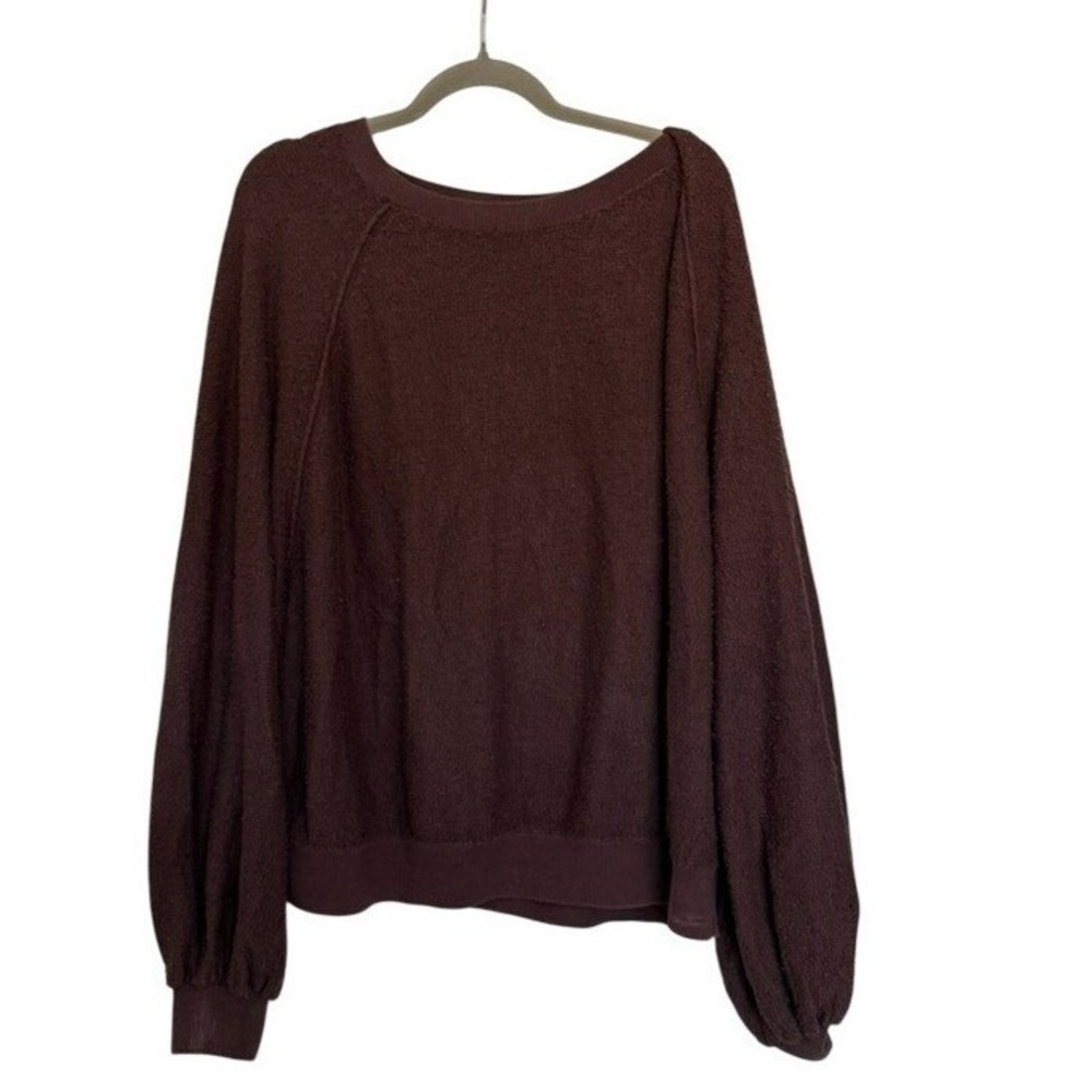 Free People Found My Friend Pullover Plum Burgundy Bouclé Size M OB821323